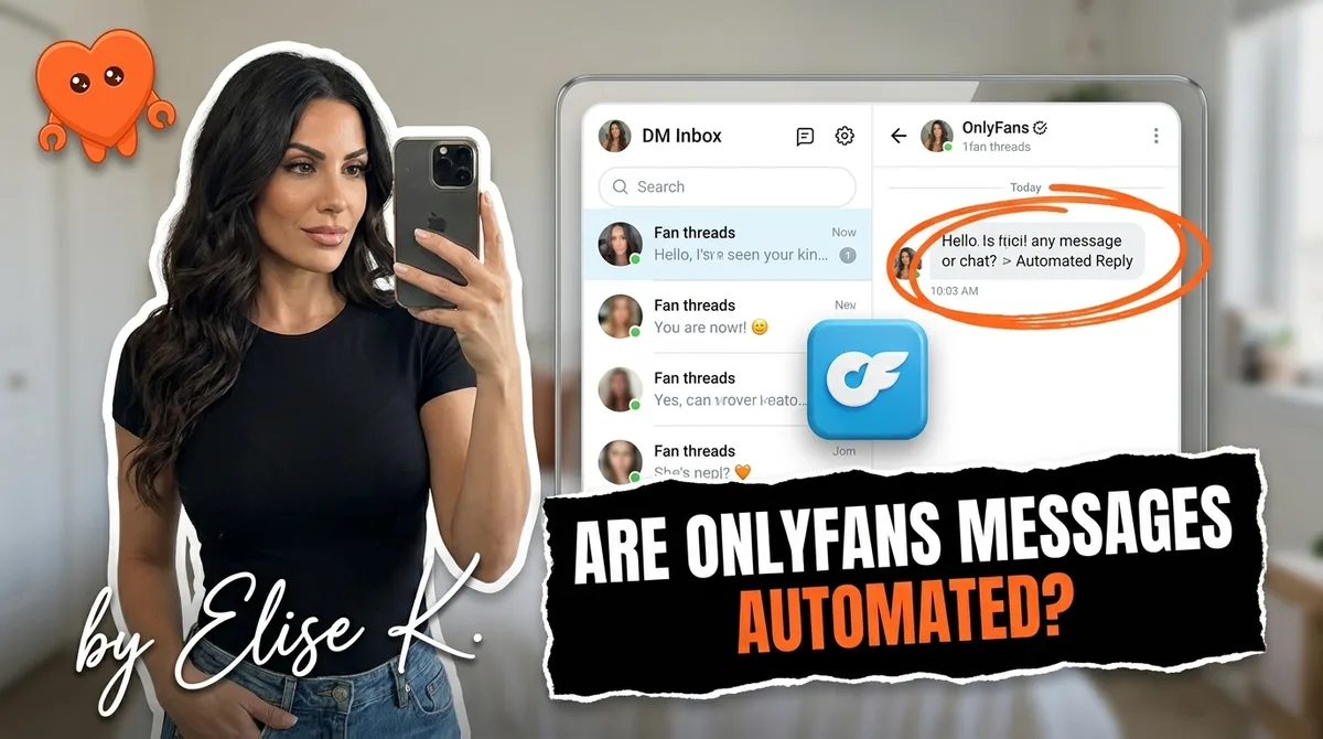 A creator reviewing automated OnlyFans messages on her own laptop