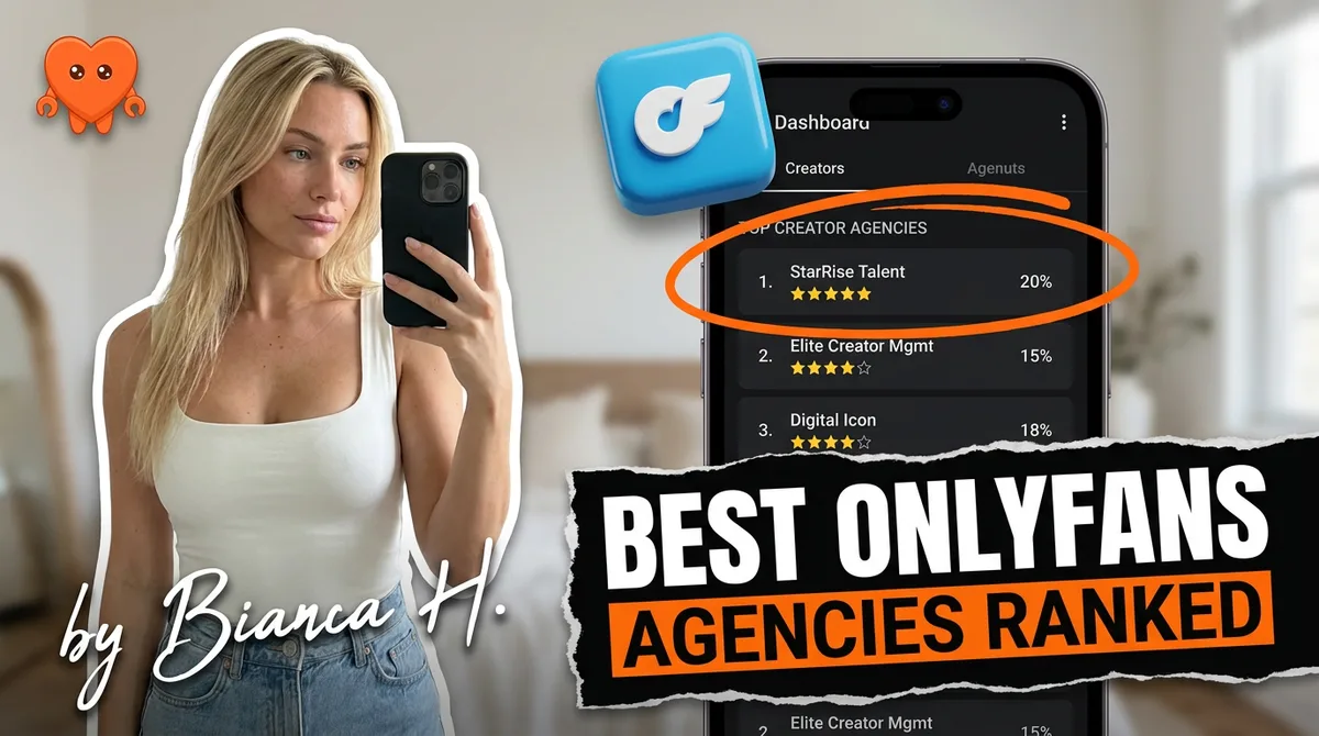 A creator comparing the best OnlyFans agencies on her own laptop