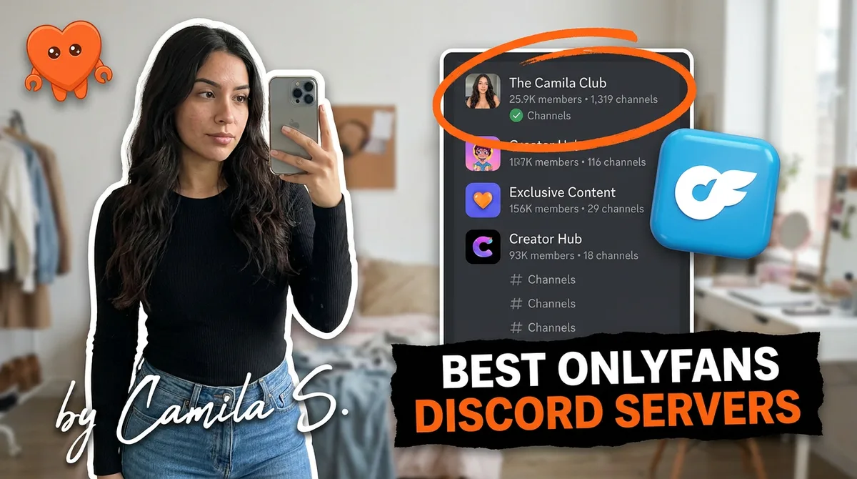 A creator reviewing OnlyFans Discord servers on her own laptop