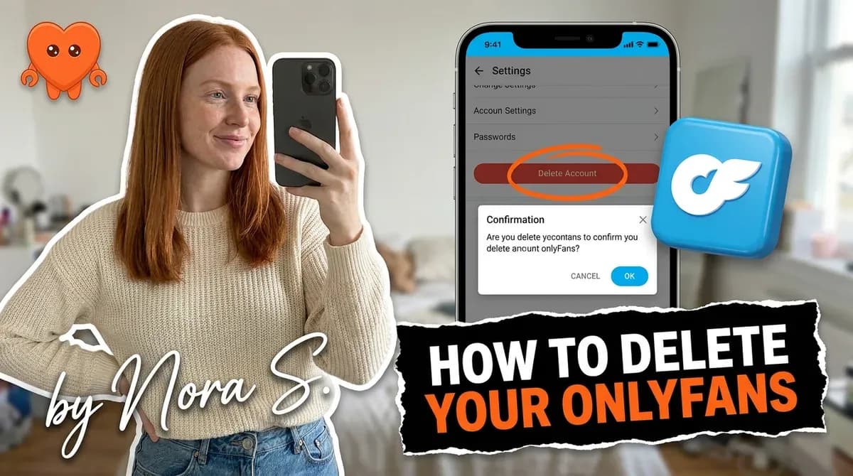 A creator deleting her OnlyFans account from the settings page on her own laptop