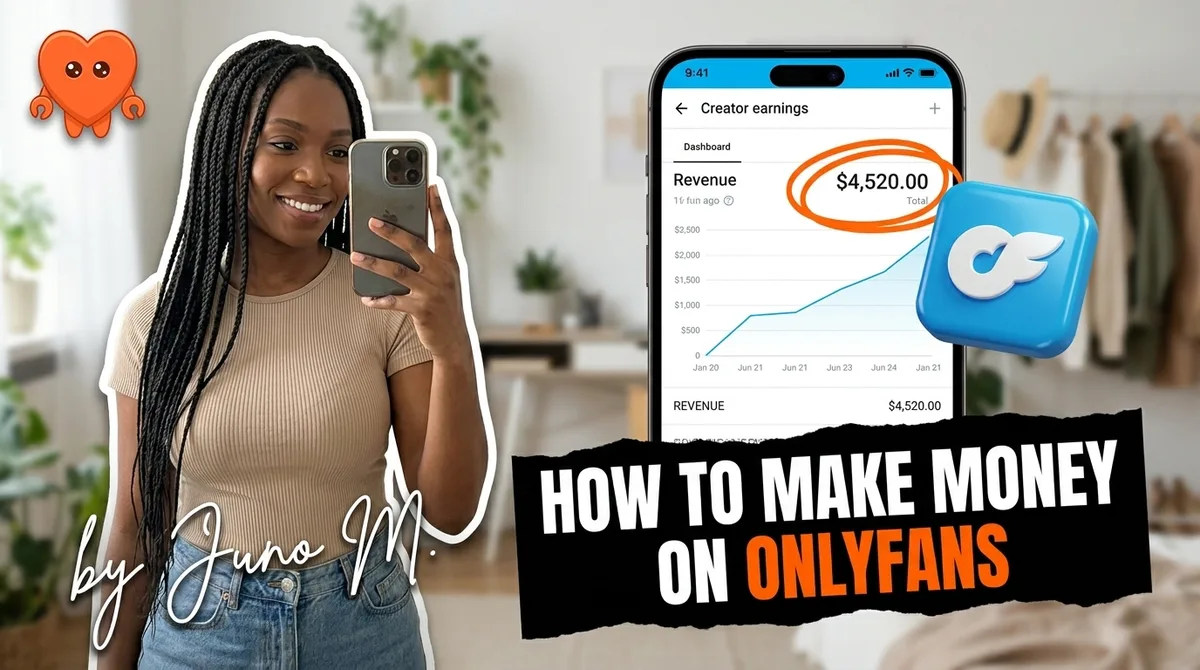 A creator reviewing her OnlyFans earnings on her own laptop
