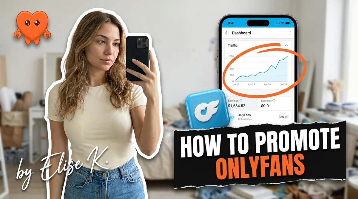 A creator planning how to promote her OnlyFans from her own laptop