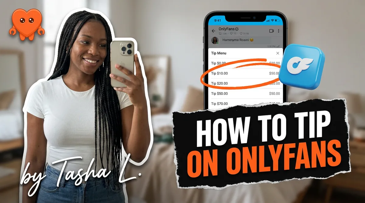 A creator reviewing OnlyFans tips and a tip menu on her own laptop