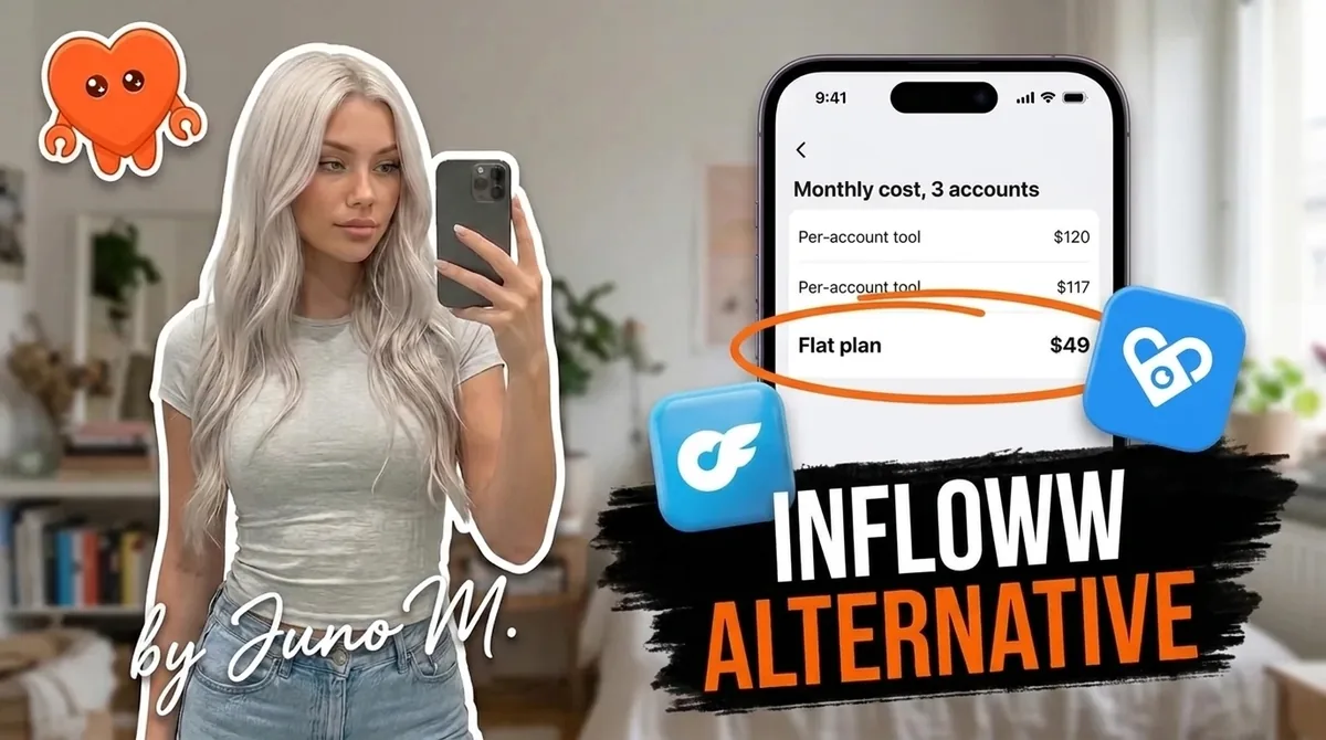 Two phones side by side comparing an Infloww alternative dashboard with a creator CRM