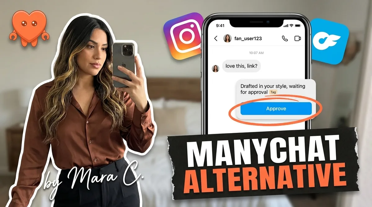 Two phones side by side comparing a ManyChat alternative for creators with an Instagram DM automation tool