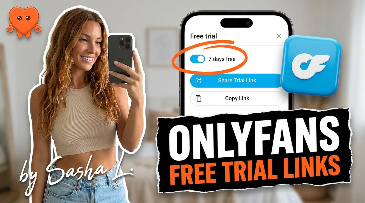 A creator setting up an OnlyFans free trial link on her own laptop