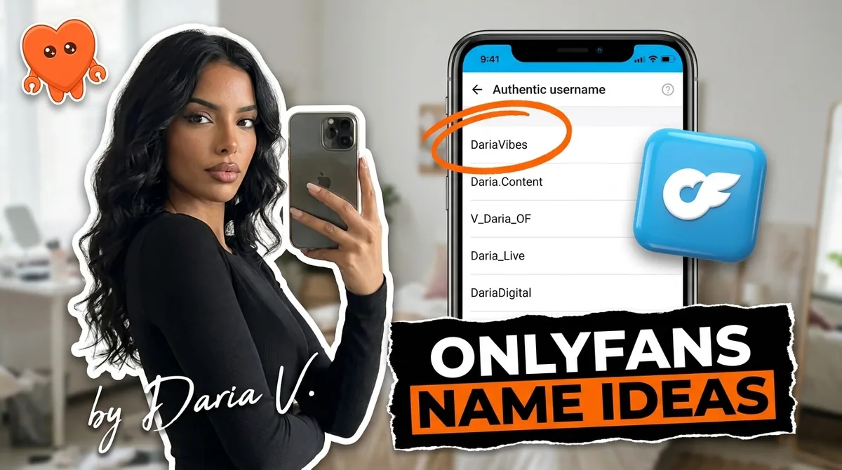 A creator choosing her OnlyFans name on her own laptop