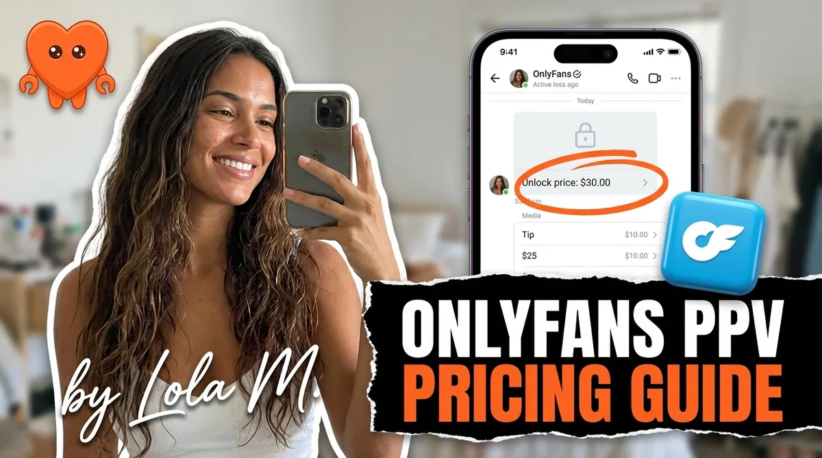 A creator setting OnlyFans PPV pricing on her own laptop