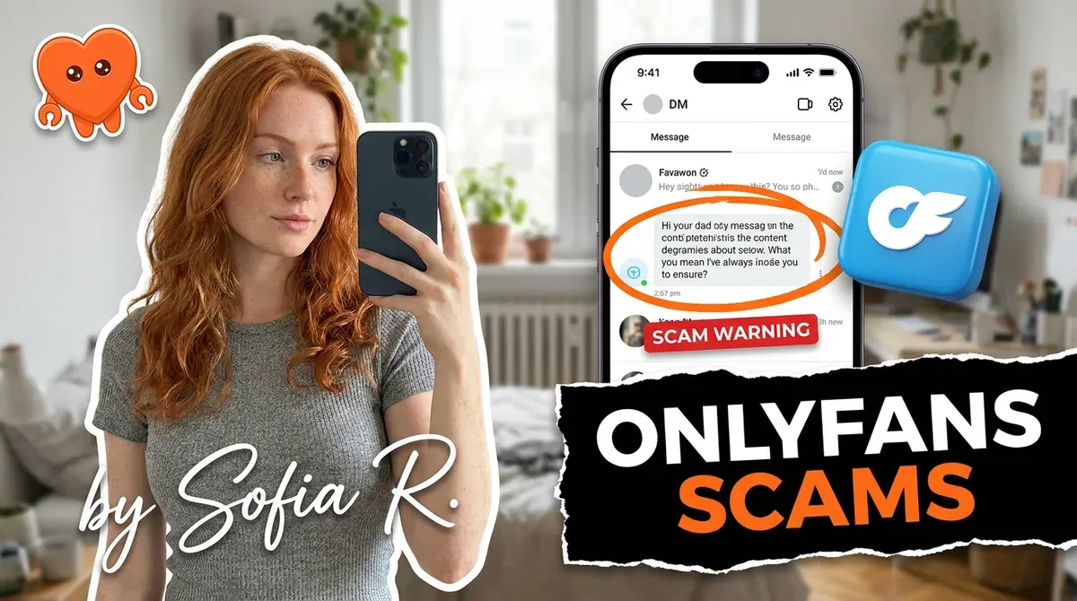 A creator reviewing suspicious messages and spotting scams on her own laptop