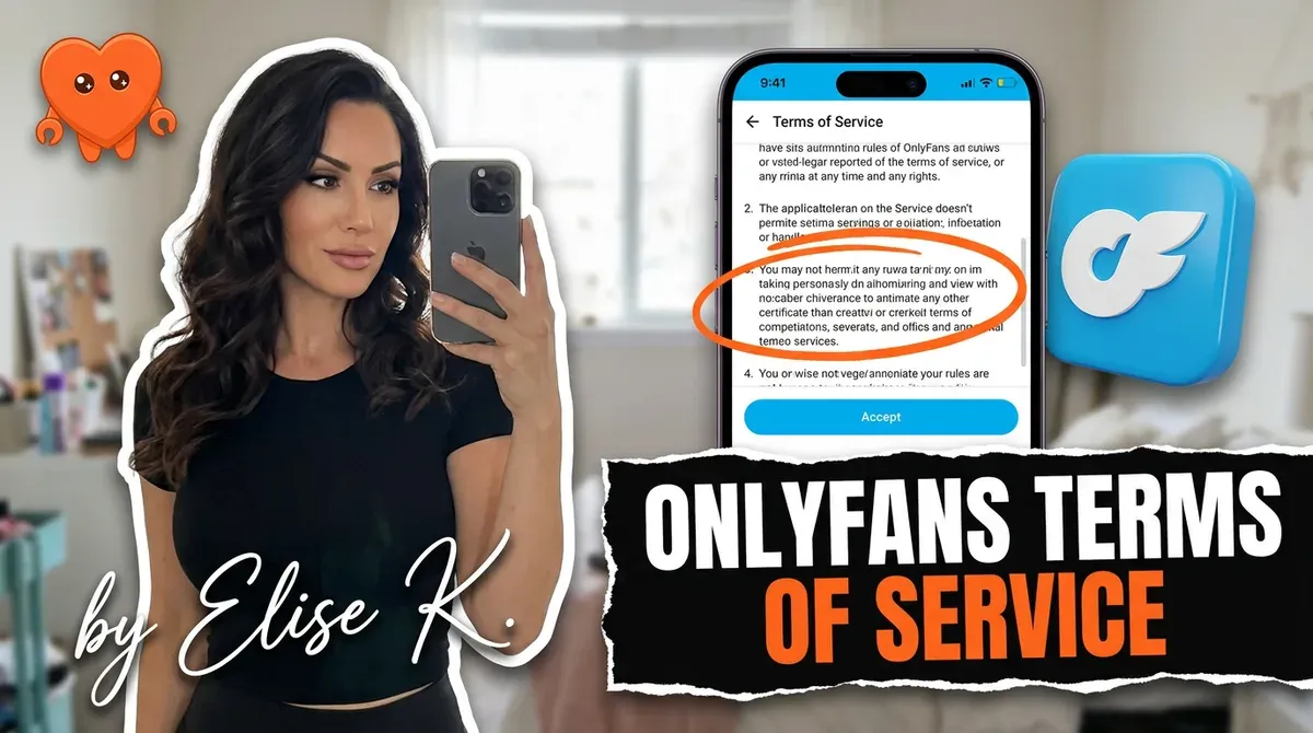 A creator reviewing the OnlyFans terms of service rules on her own laptop