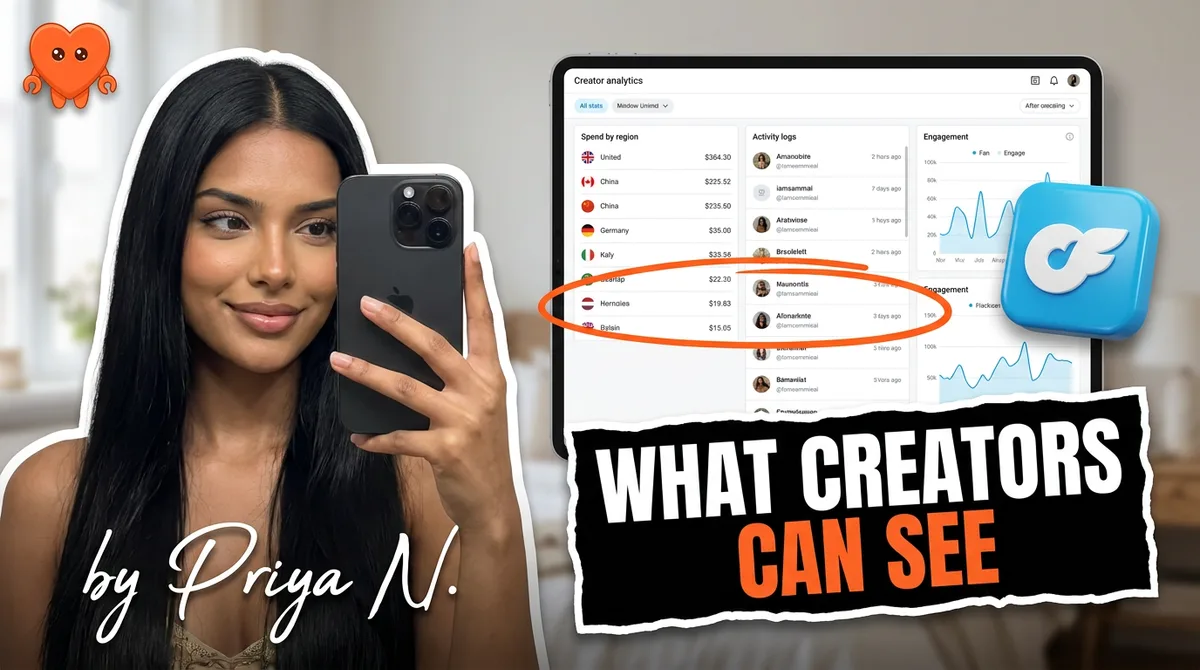 A creator checking the subscriber details OnlyFans shows on her own laptop