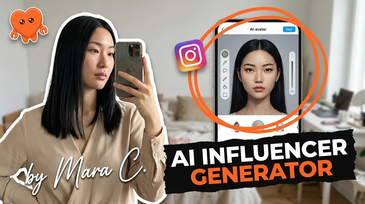 Comparing AI influencer generators on a laptop