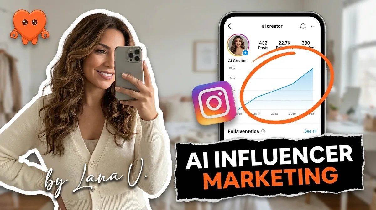 Planning AI influencer marketing on a laptop