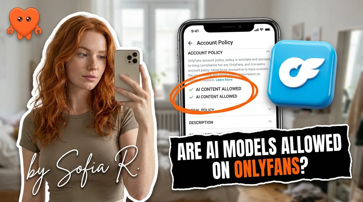 A creator reviewing OnlyFans AI content rules on her own laptop