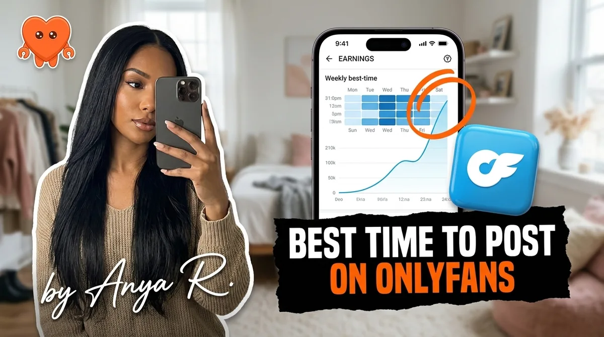 A creator scheduling OnlyFans posts for peak times on her own laptop
