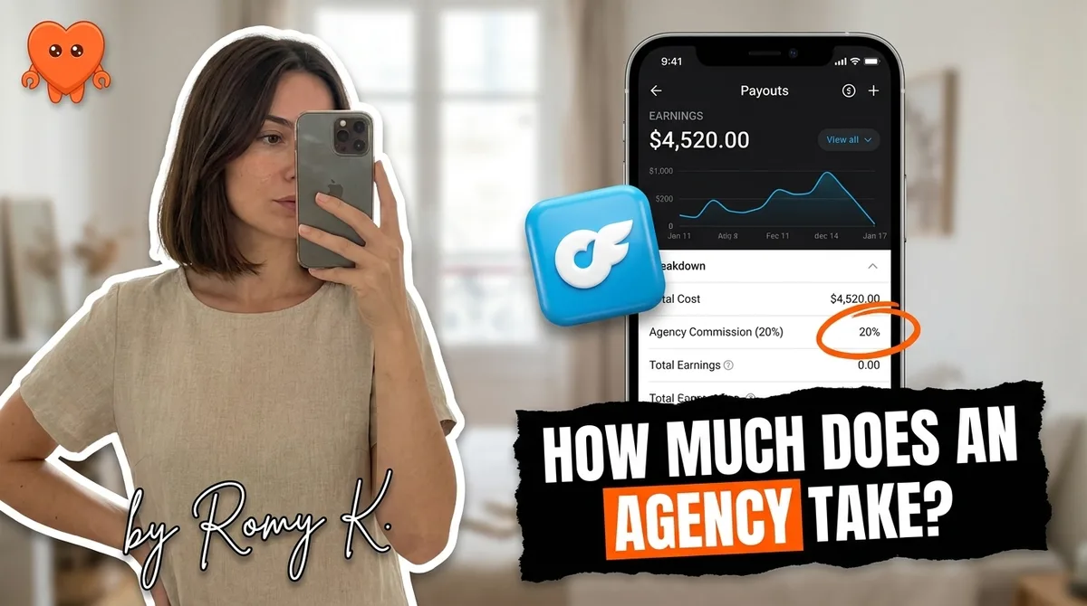A creator calculating how much her OnlyFans agency takes in commission
