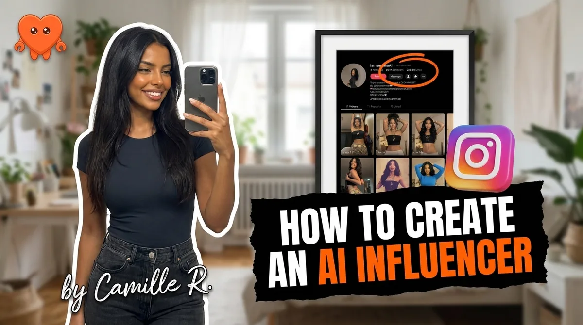 A creator building an AI influencer persona on her own laptop