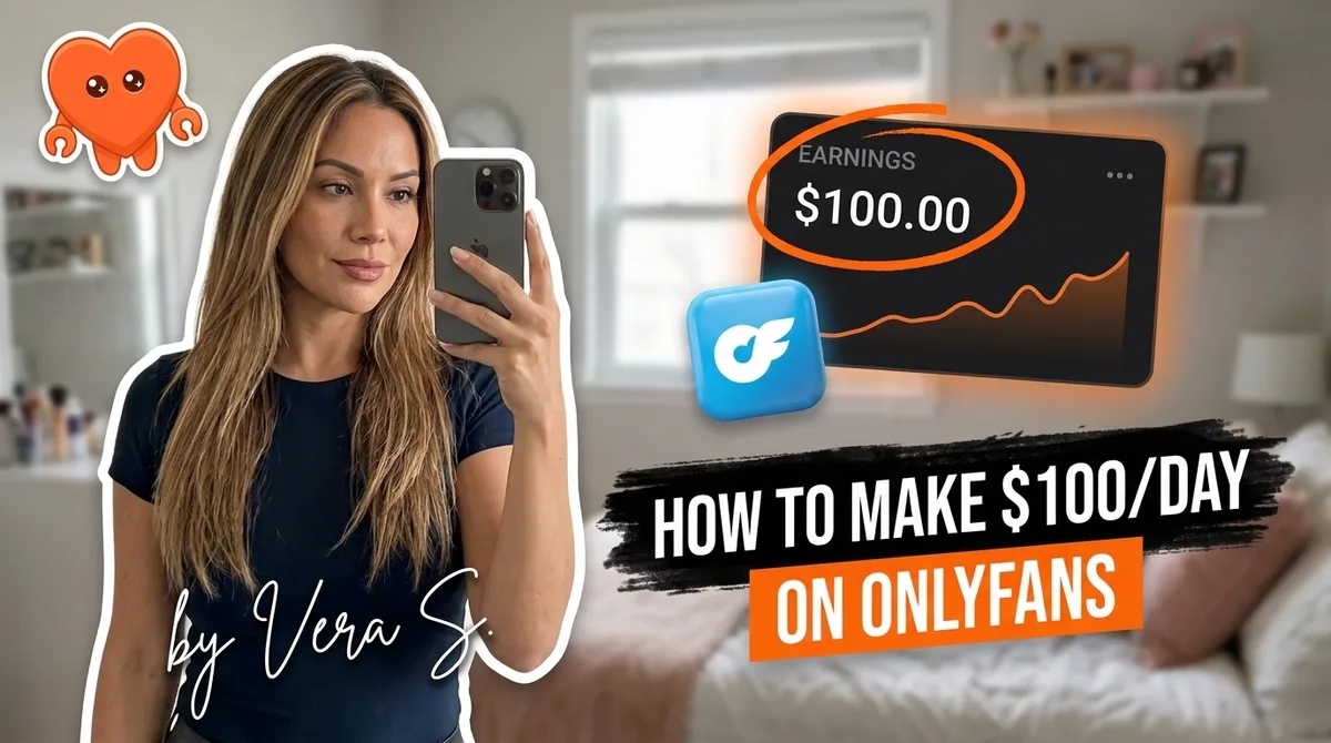 A creator planning how to make $100 a day on OnlyFans on her own laptop