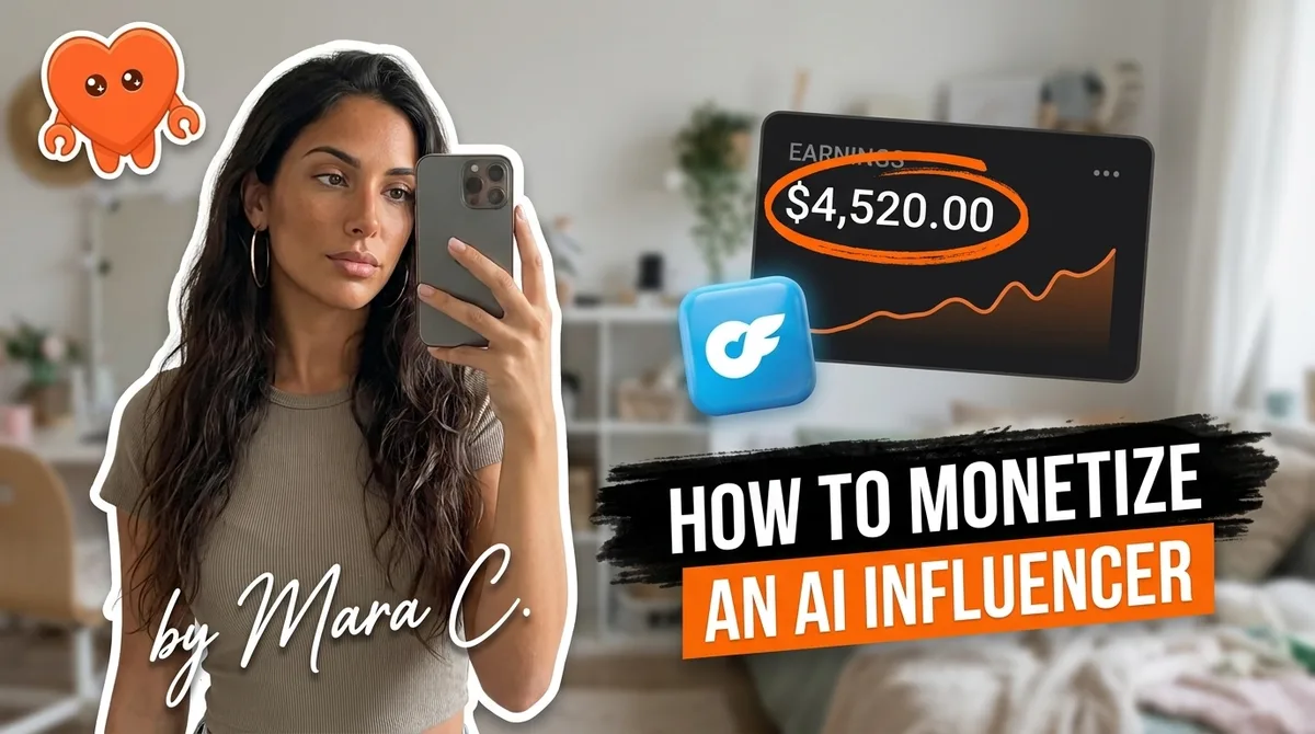 An indie creator monetizing an AI influencer from a laptop
