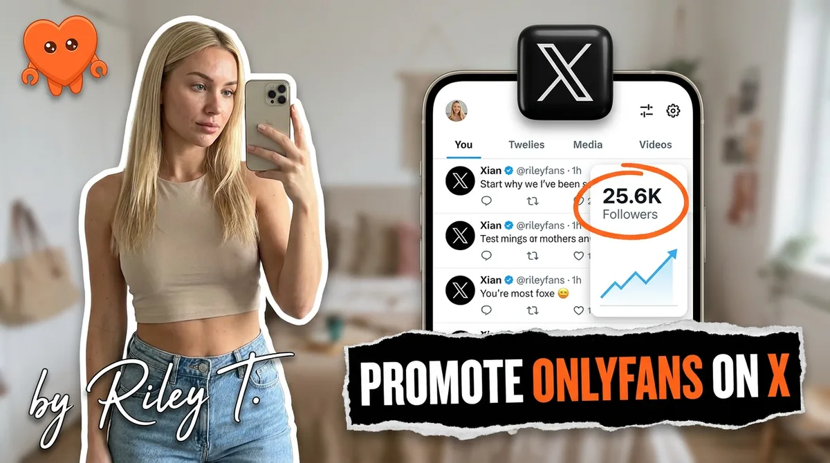 A creator planning OnlyFans promotion on X (Twitter) from her own laptop