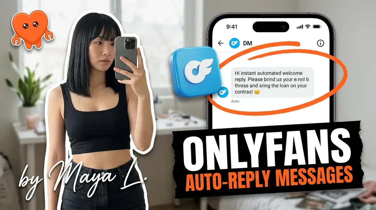 A creator setting up OnlyFans auto reply messages on her own laptop