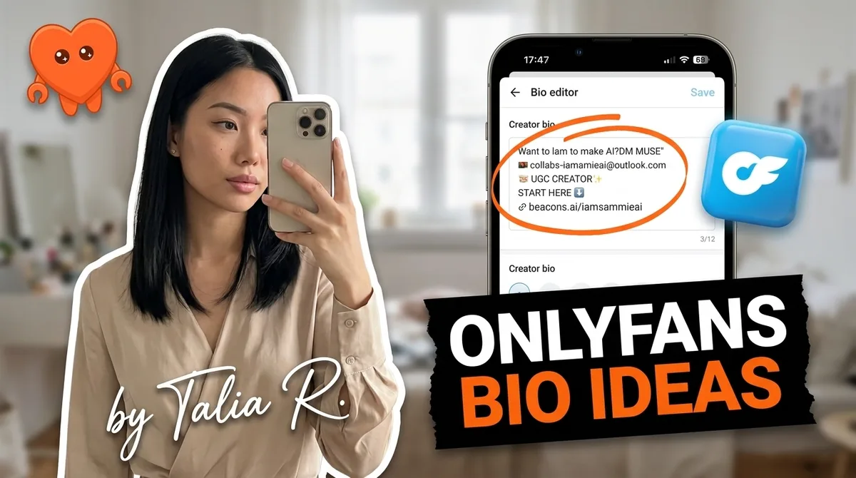 A creator writing her OnlyFans bio on her own laptop