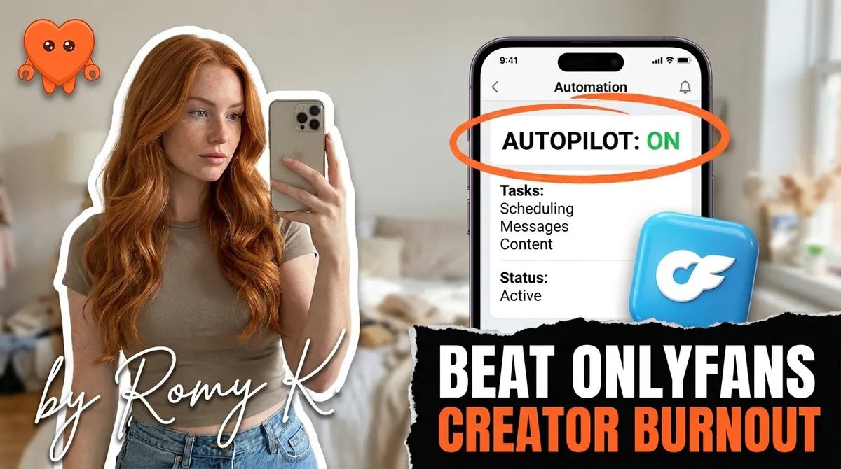 A creator managing her OnlyFans calmly from her own laptop without burning out