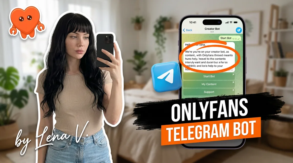 A creator setting up a Telegram funnel for her OnlyFans on her own laptop