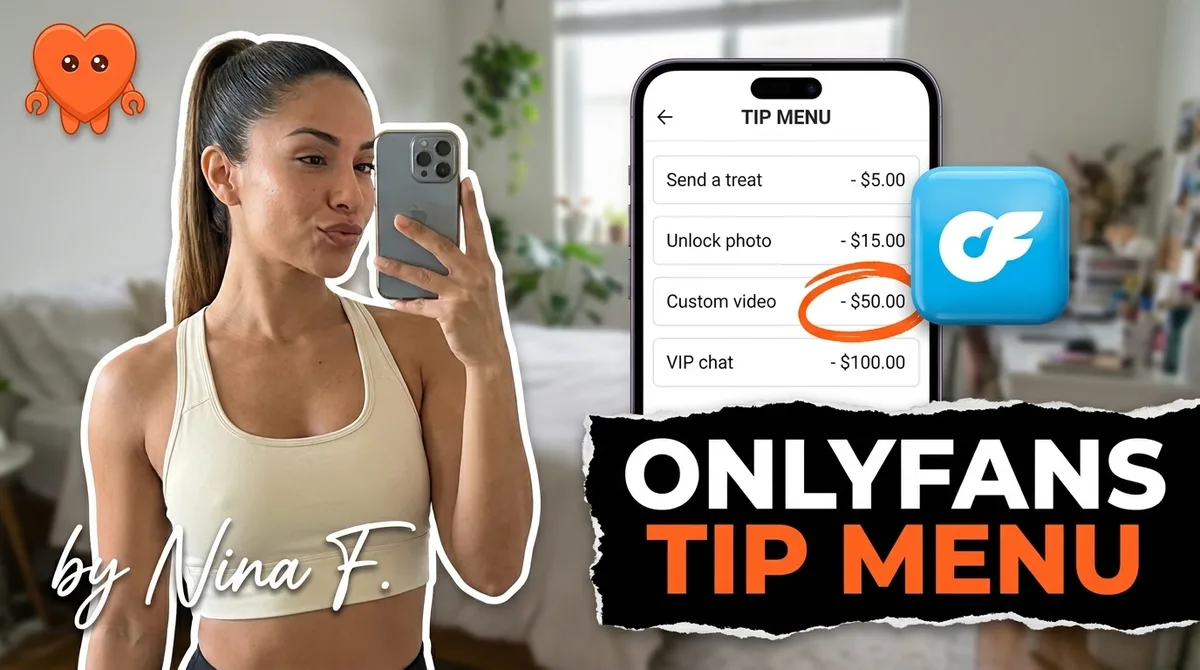 A creator building her OnlyFans tip menu on her own laptop