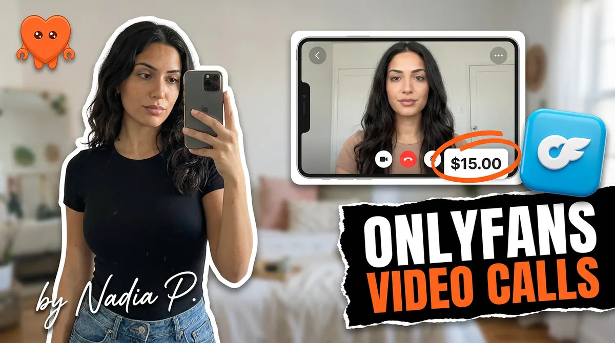 A creator setting up a paid OnlyFans video call on her own laptop