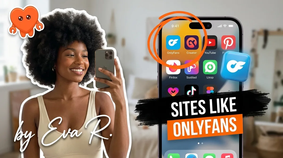 A creator reviewing sites like OnlyFans on her own laptop
