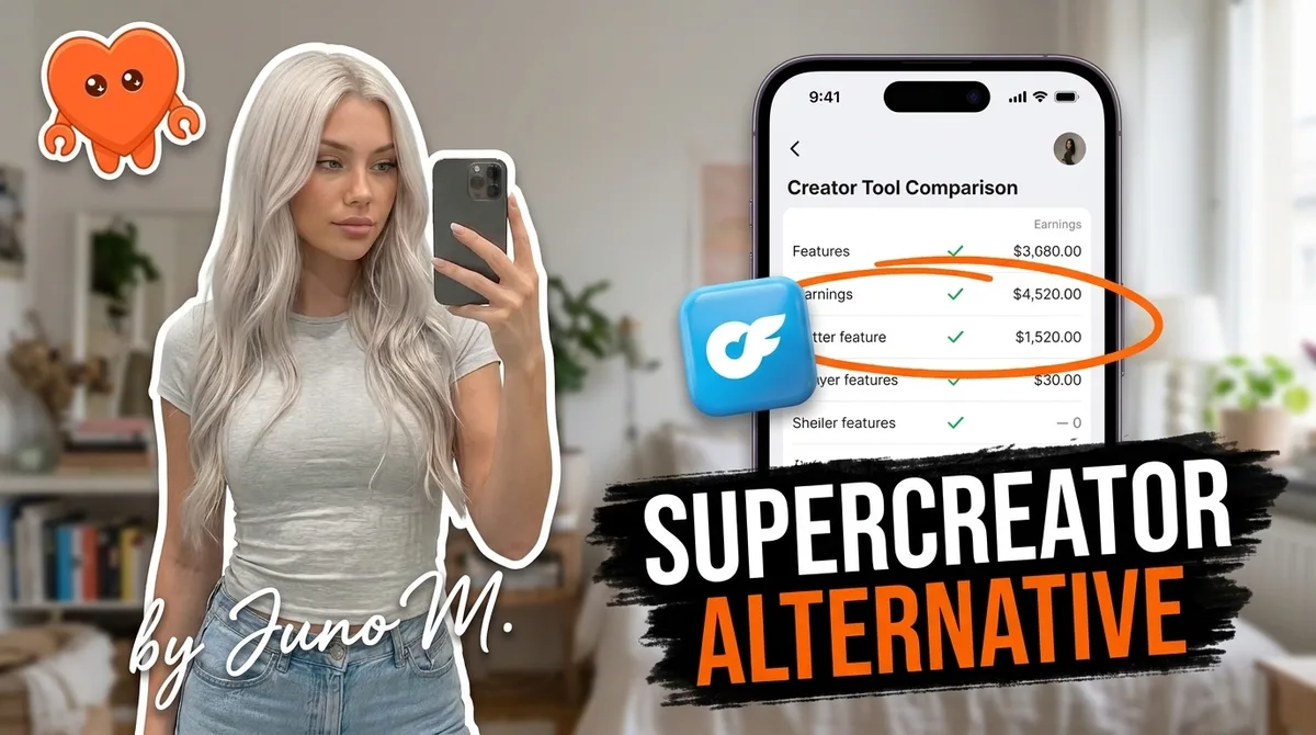 A creator comparing Supercreator alternatives on her own laptop