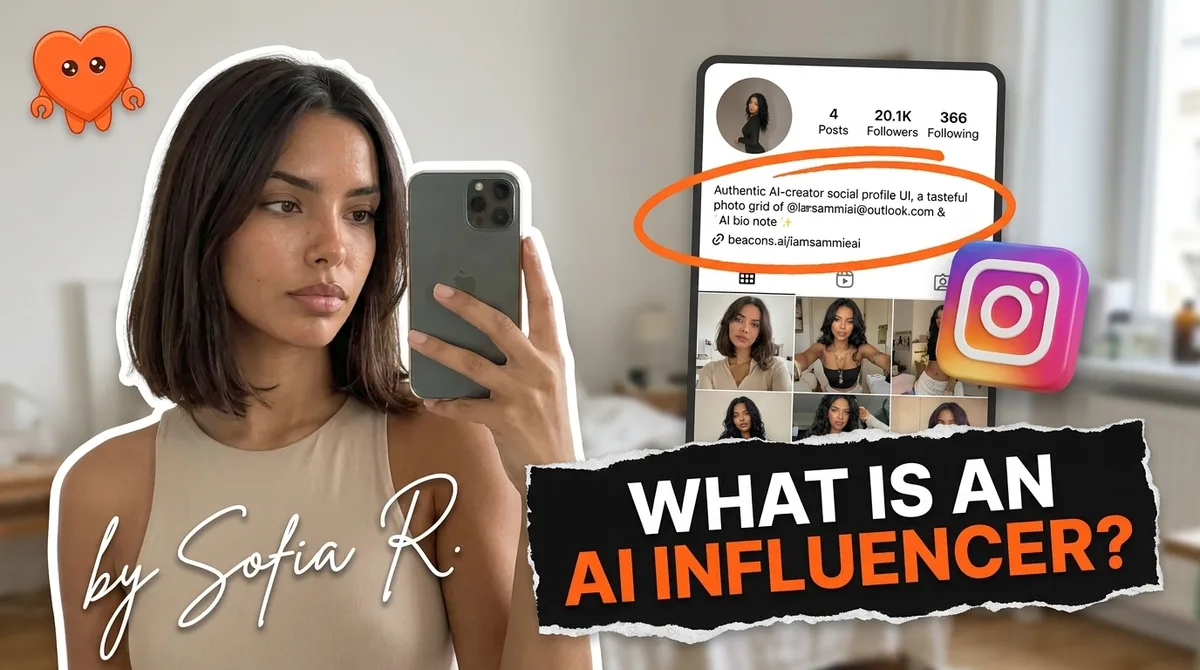 A diagram explaining what an AI influencer is, on a laptop