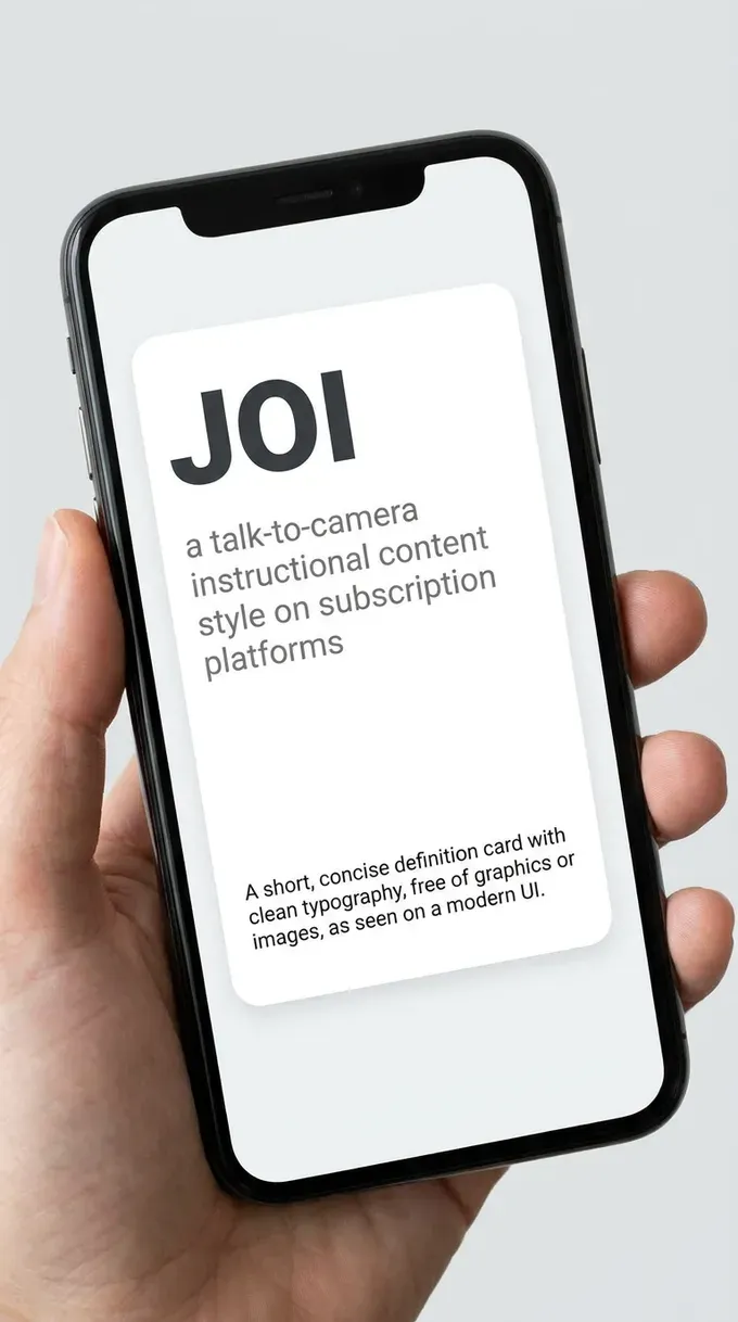 A clean definition card explaining what the acronym JOI stands for