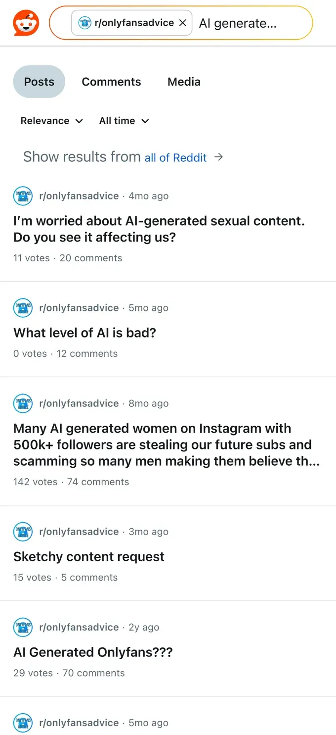 Reddit threads debating AI-generated content and the rules creators worry about