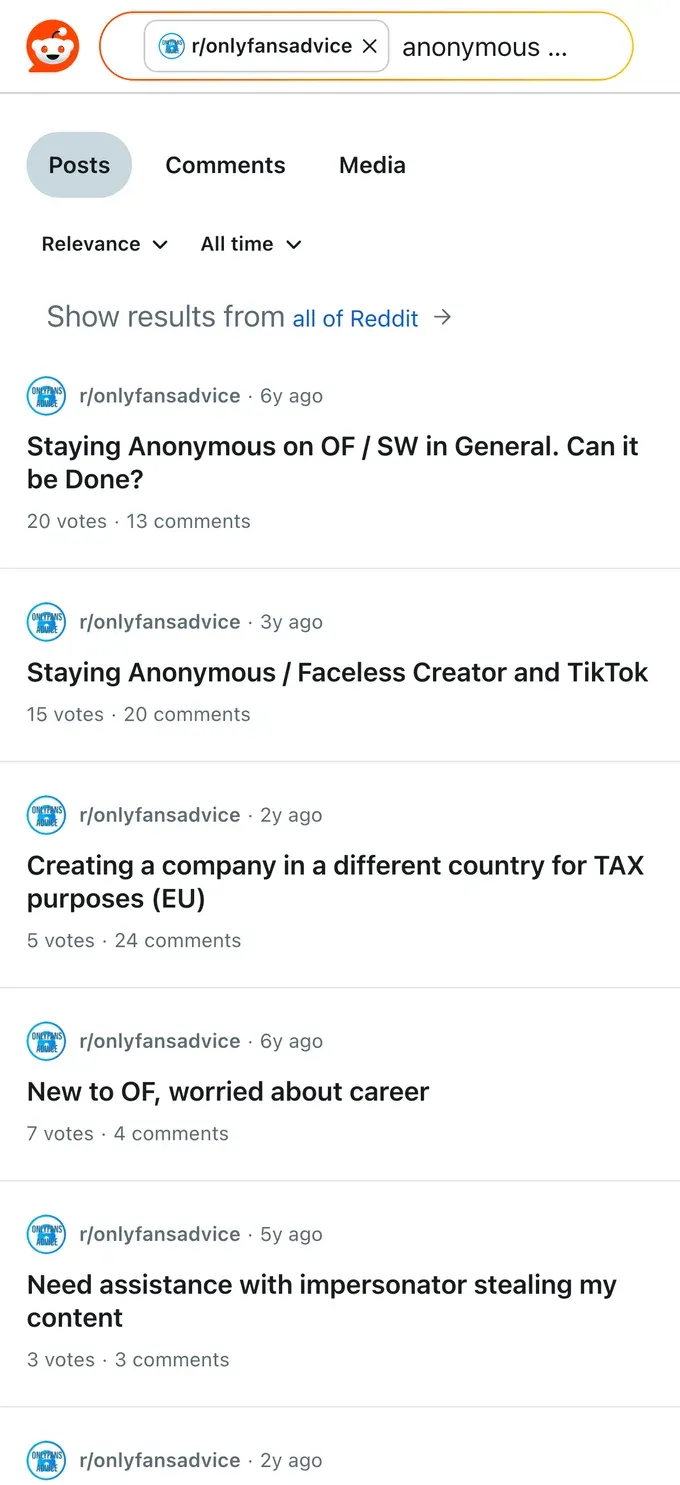 Reddit threads on staying anonymous as a creator who has a day job