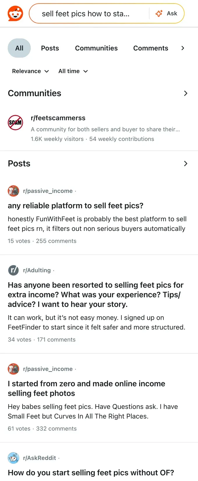 Reddit threads where people share where and how to start selling feet pics safely